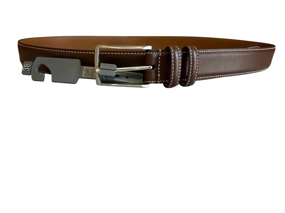 Nordstrom Mens Brown Contrast Stitch Leather Belt 38